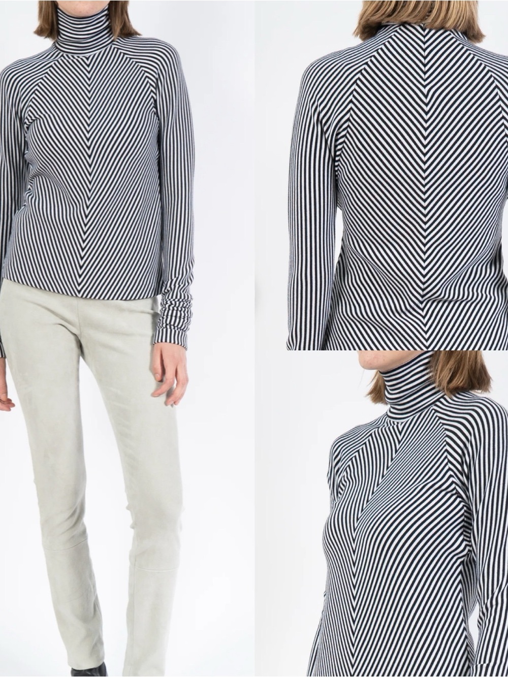 Haider Ackermann Fortuna Chevron Stripe Wool Turtleneck Sweater